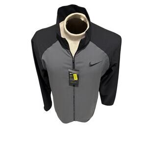 Nike Dri-Fit Men’s Full Zip Jacket L Black Gray Training Running New